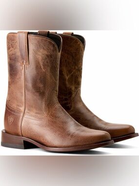 Ariat Dark Brown Leather Western Cowboy Boots with Stitch Detail